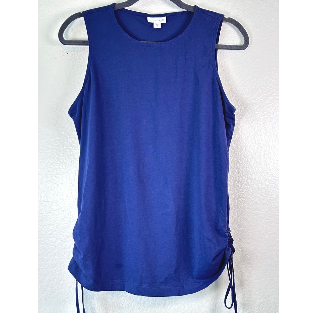 J. Jill Blue Sleeveless Cinched Side Drawstring Tank Top SZ M